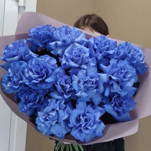 Букет из 15 синих французских роз №245