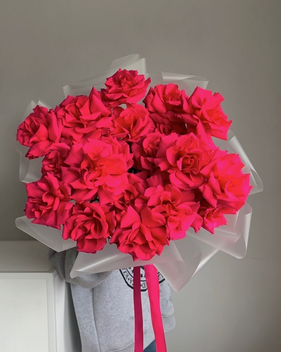 Букет из 17 розовых французских роз №16