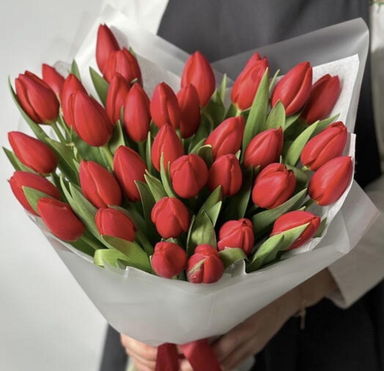 Букет из 31 красного тюльпана №19