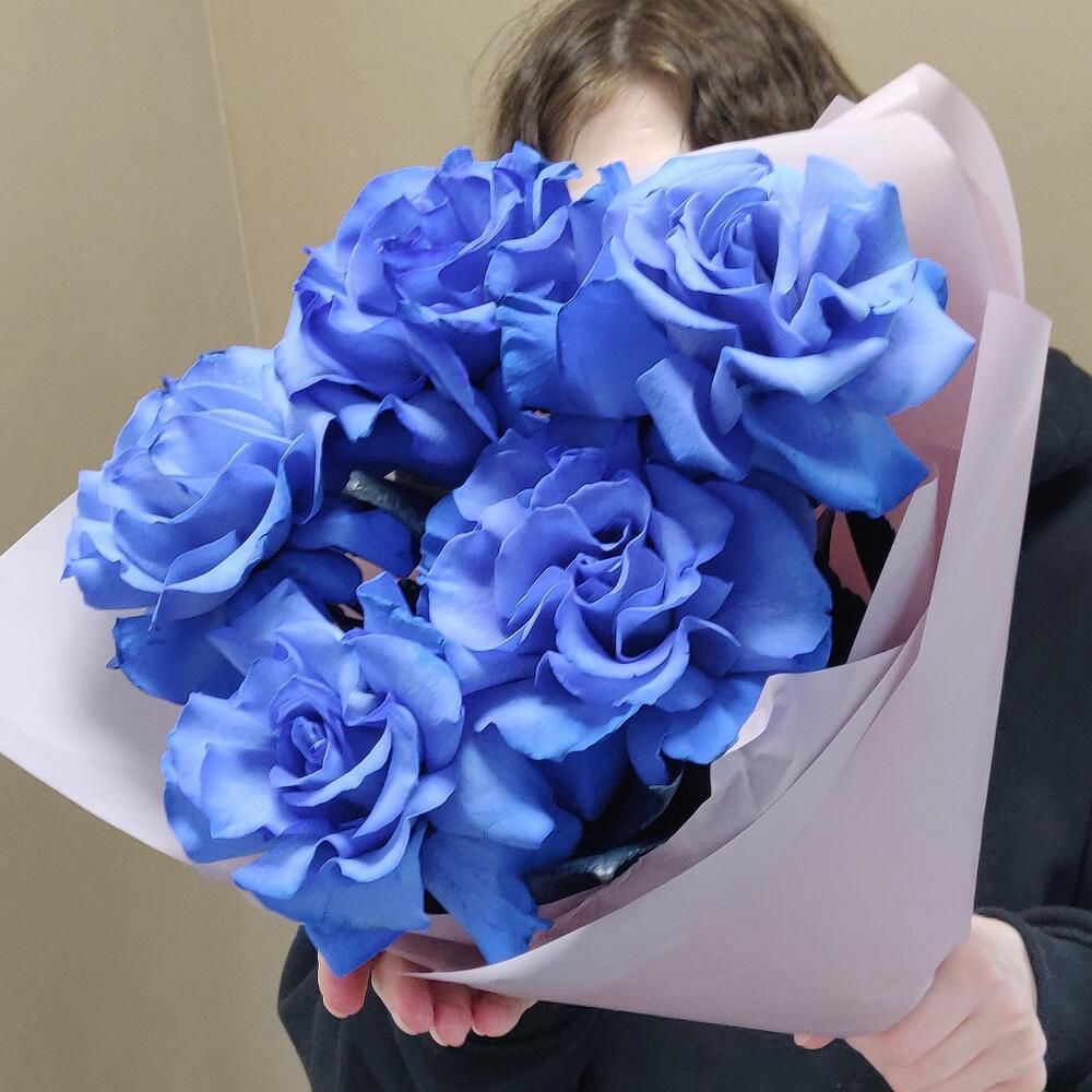 Букет из 5 синих французских роз №244