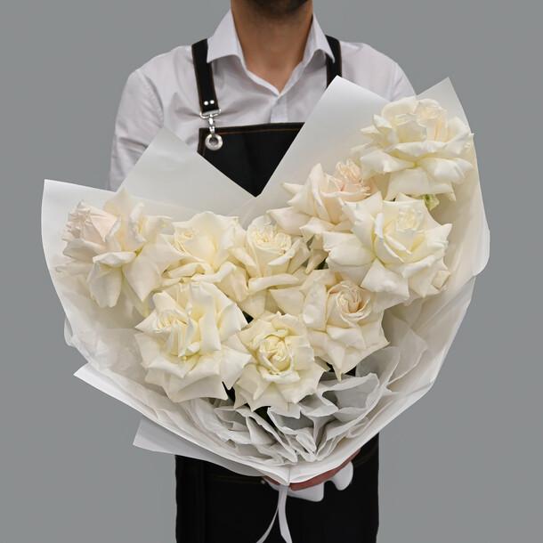 Букет из 9 белых французских роз №234