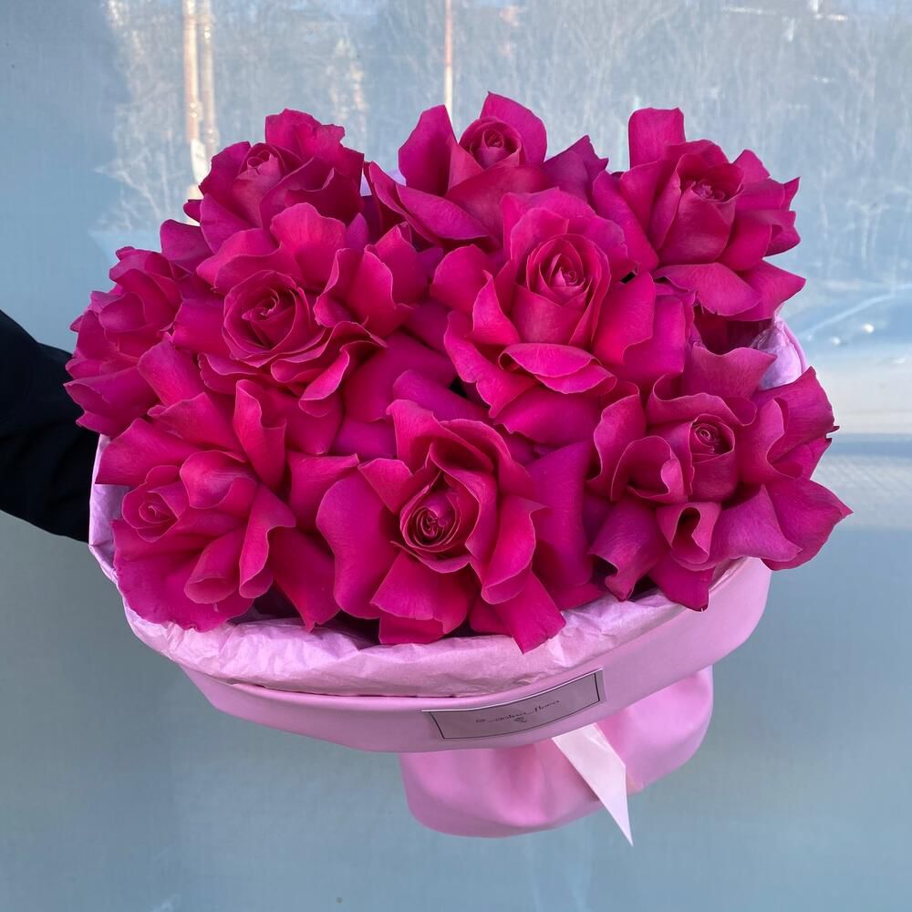 Букет из 9 розовых французских роз №241