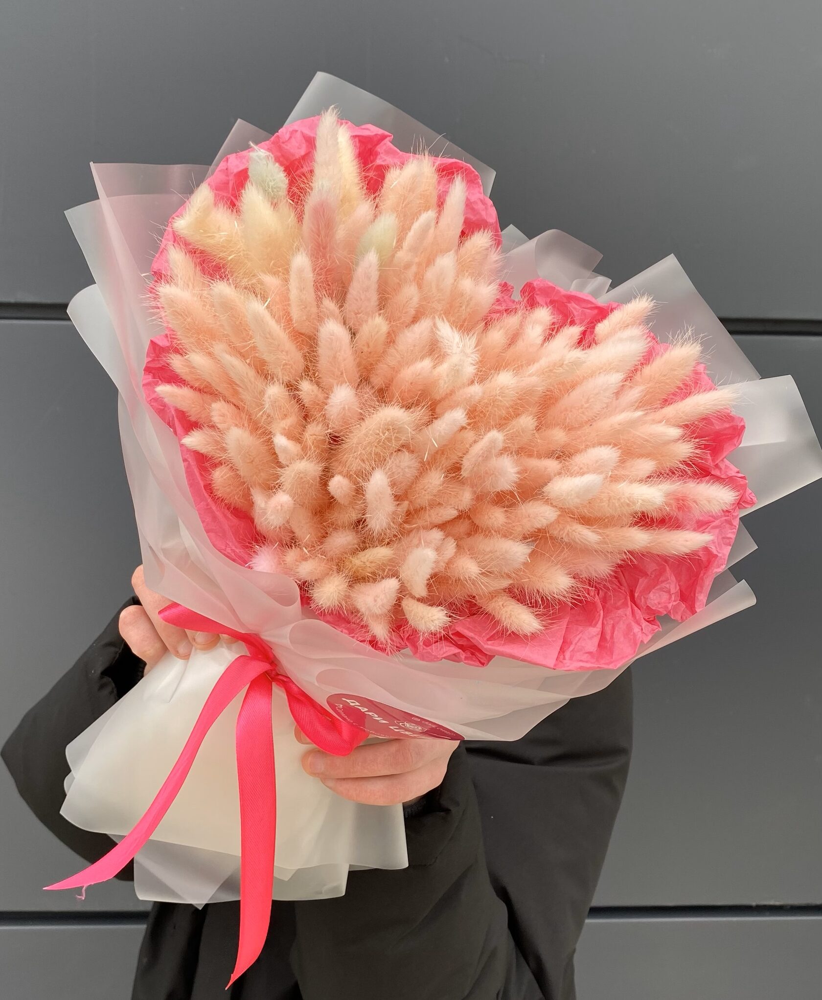 Букет из сухоцветов: букет из лагуруса в виде сердечка №30