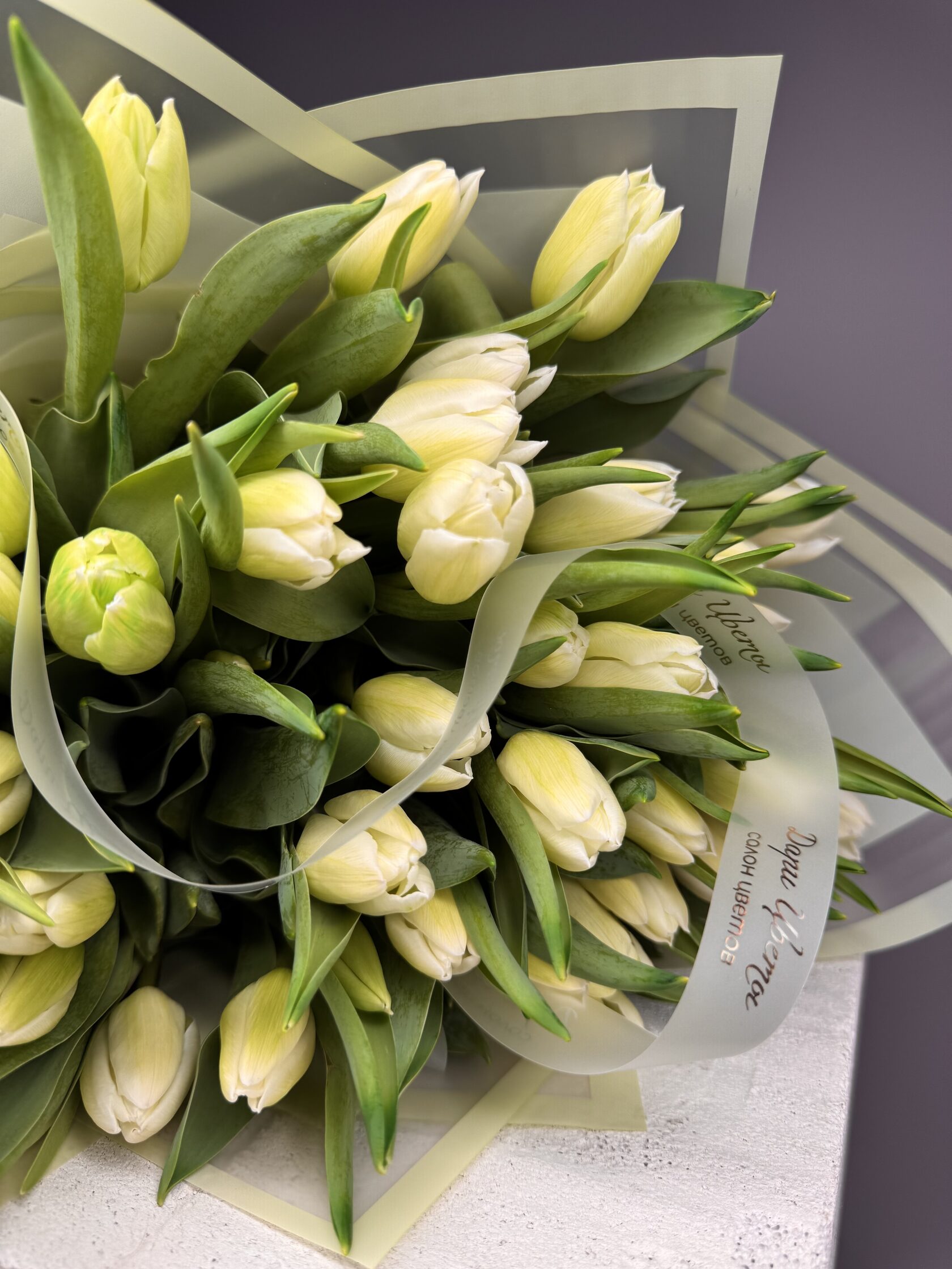 Букет из тюльпанов цвета «Лайм » №37