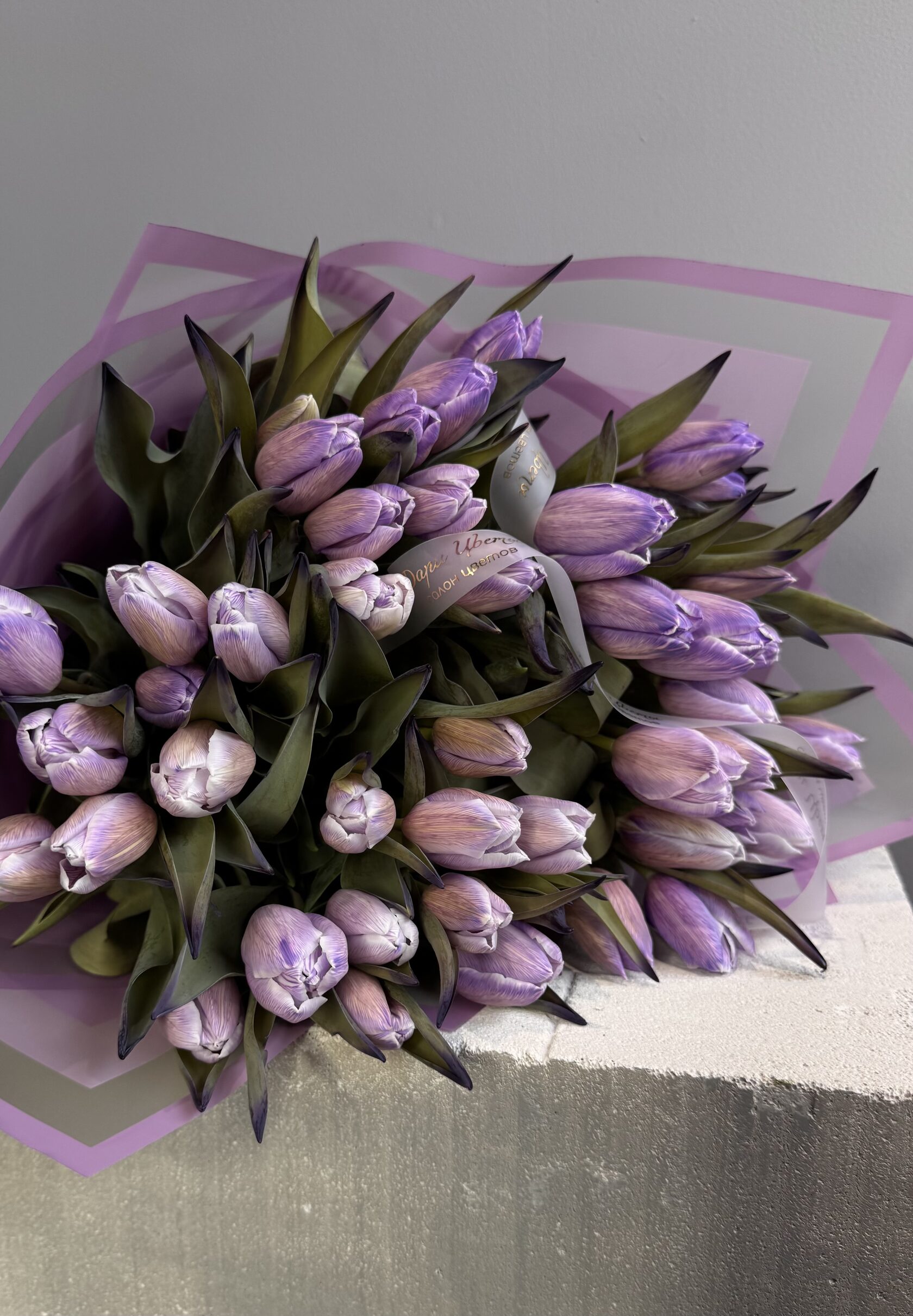 Букет из тюльпанов цвета «Лаванда» №34
