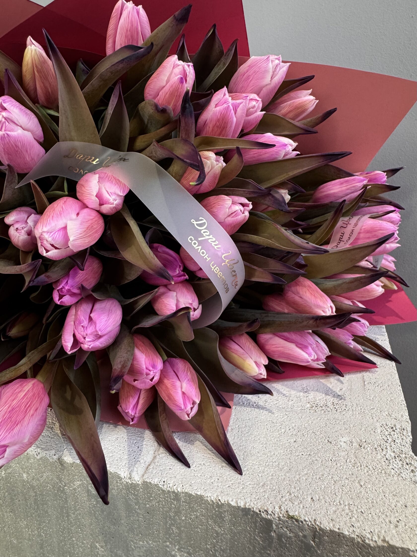 Букет из тюльпанов цвета «Розовый зефир » №36