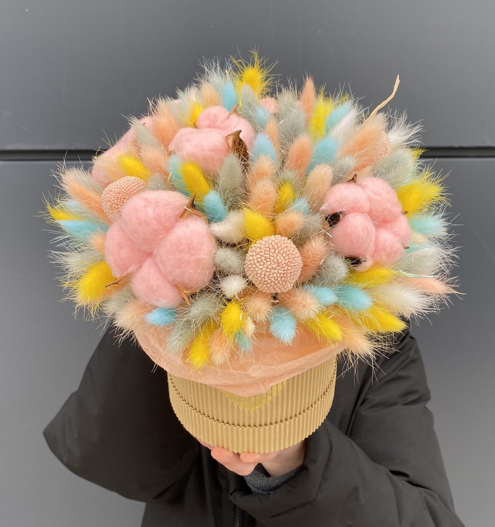 Композиция из сухоцветов: композиция из лагуруса и хлопка №13