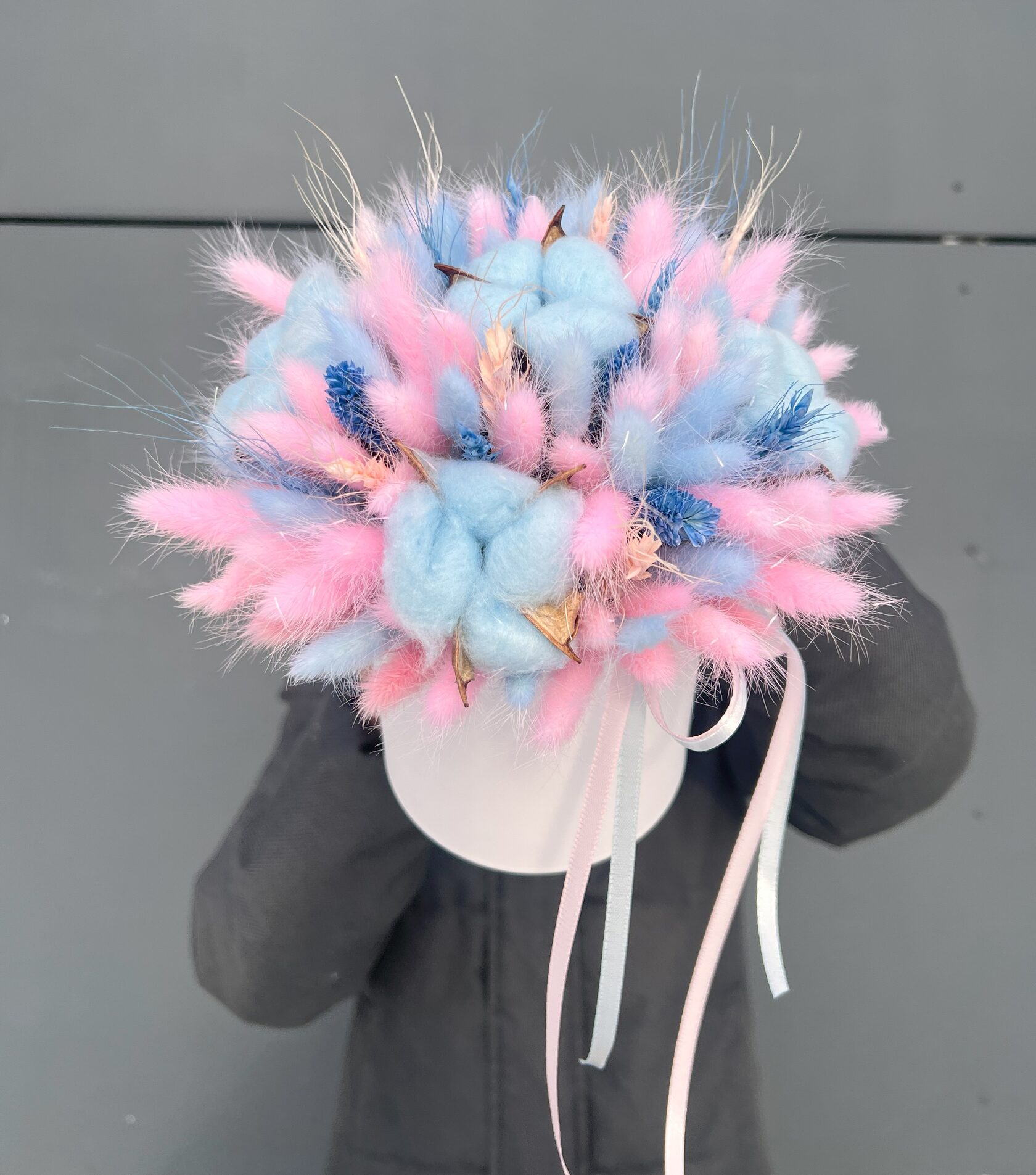 Композиция из сухоцветов: композиция из лагуруса и хлопка №22