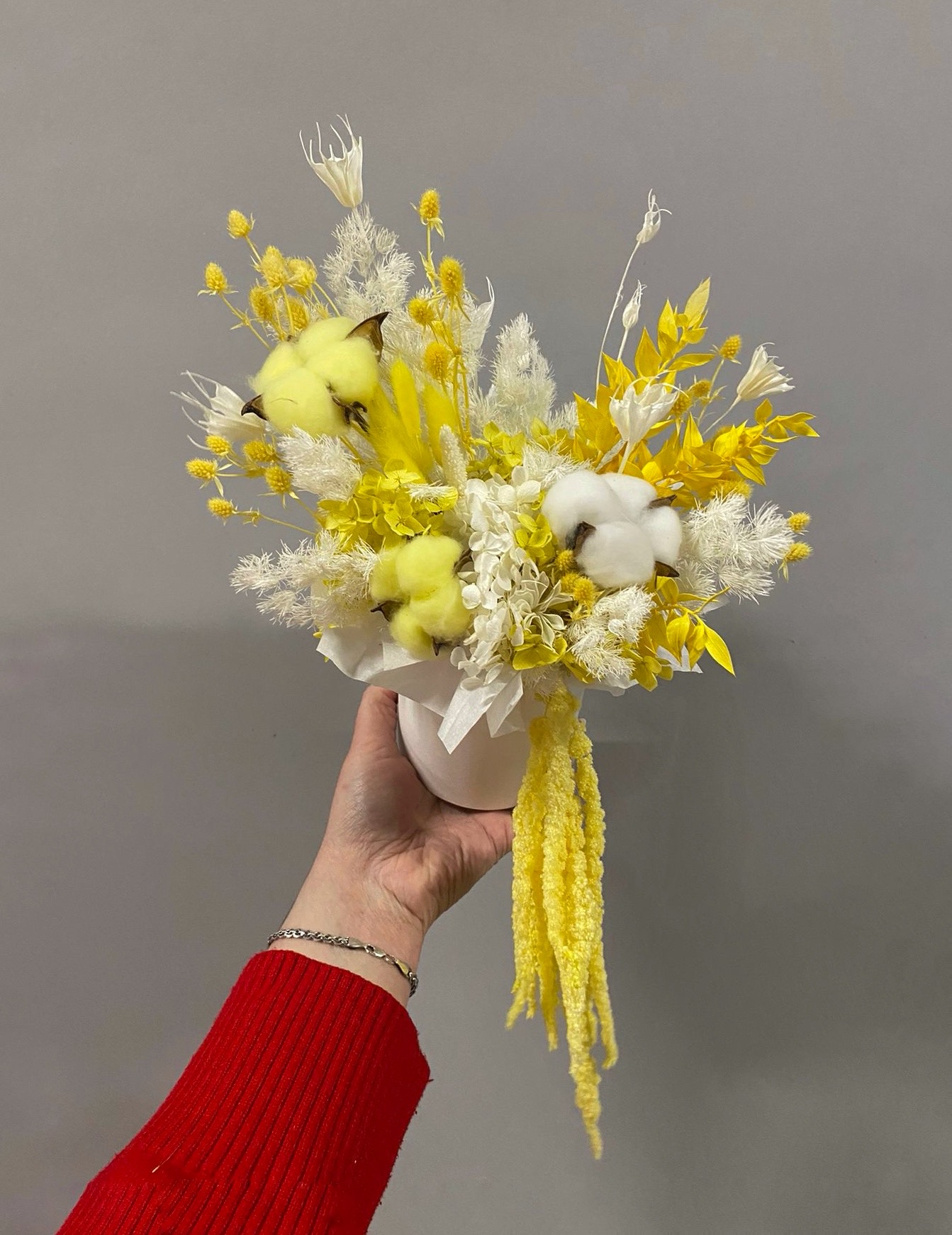 Композиция из сухоцветов: композиция с стабилизированными цветами №35