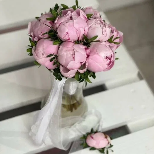 Свадебный букет с пионами №81