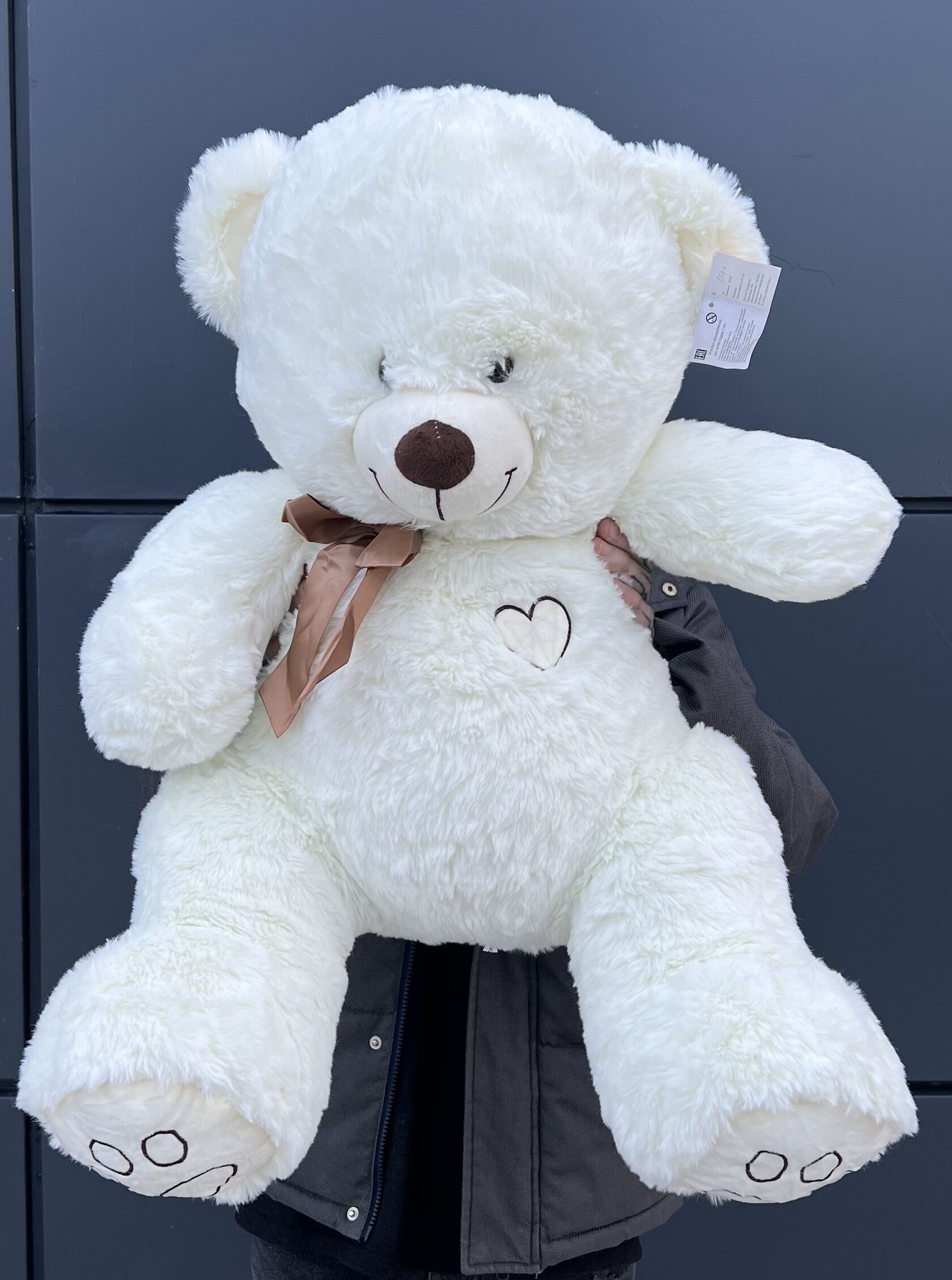 Мягкая игрушка белый медведь с лентой №7