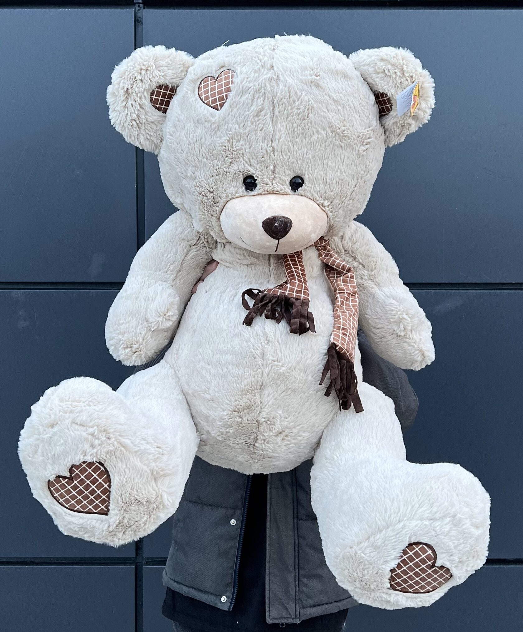 Мягкая игрушка бежеый медведь с шарфом №5