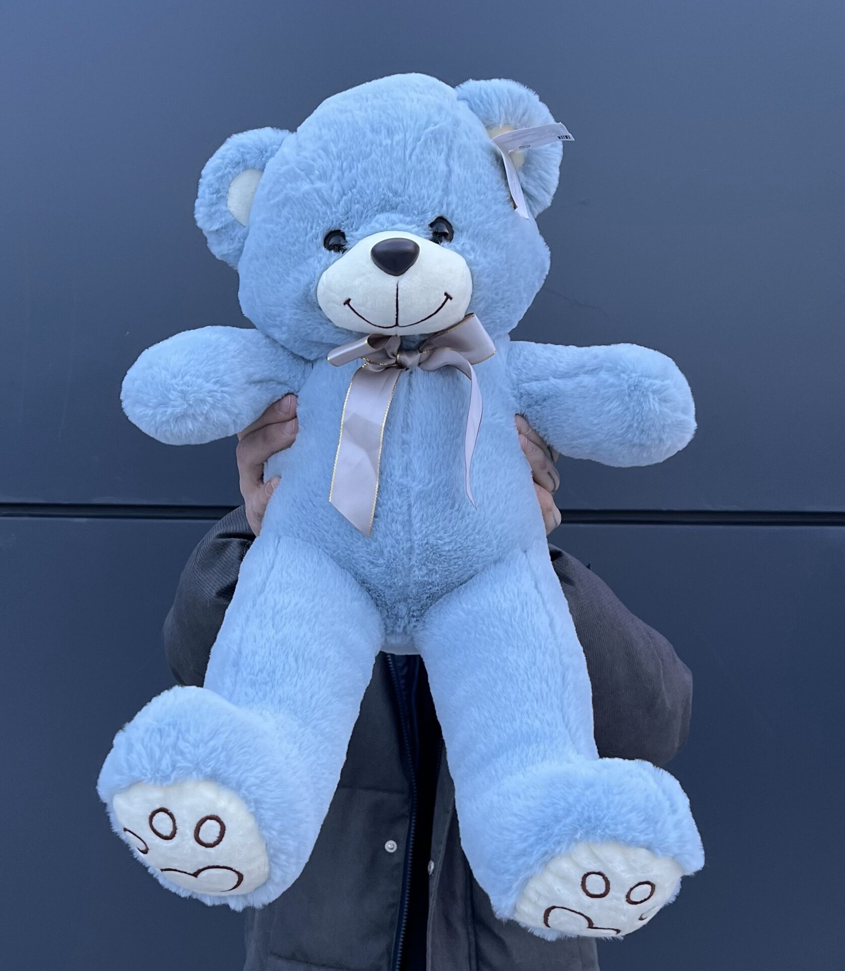 Мягкая игрушка голубой медведь с лентой №13