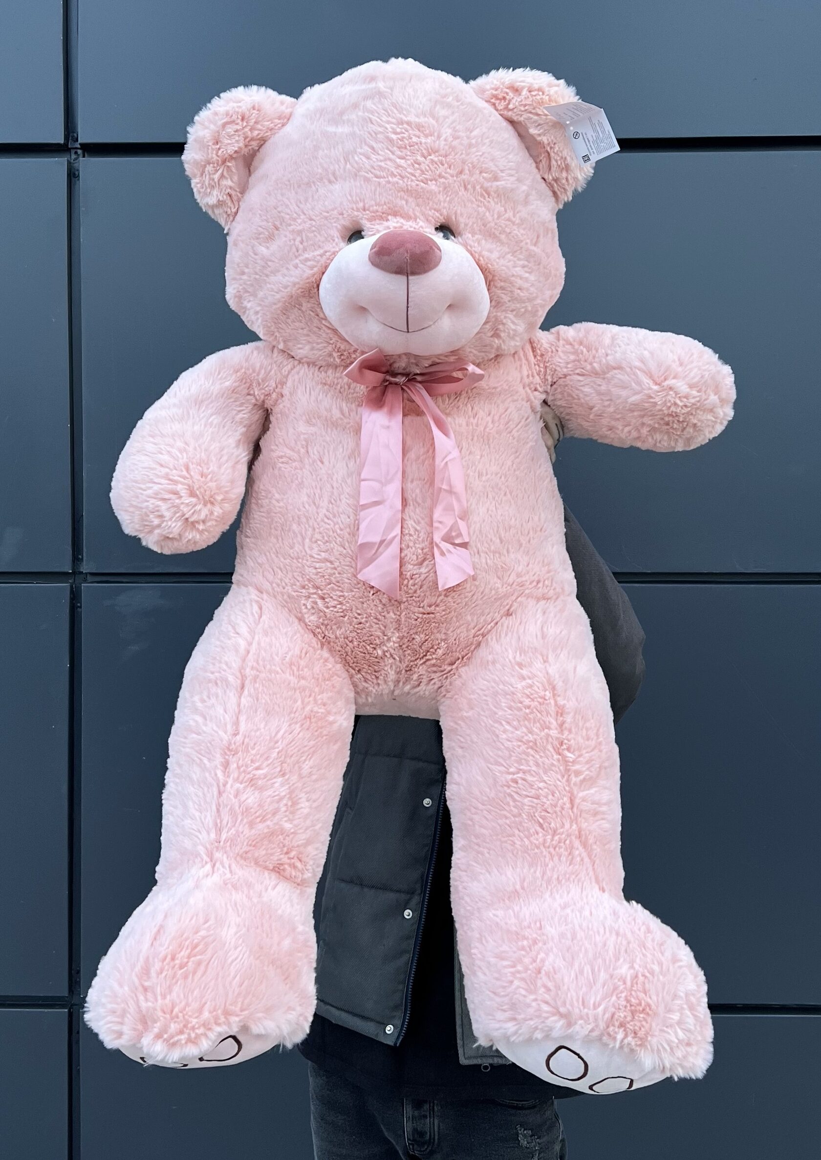 Мягкая игрушка розовый медведь с лентой №3